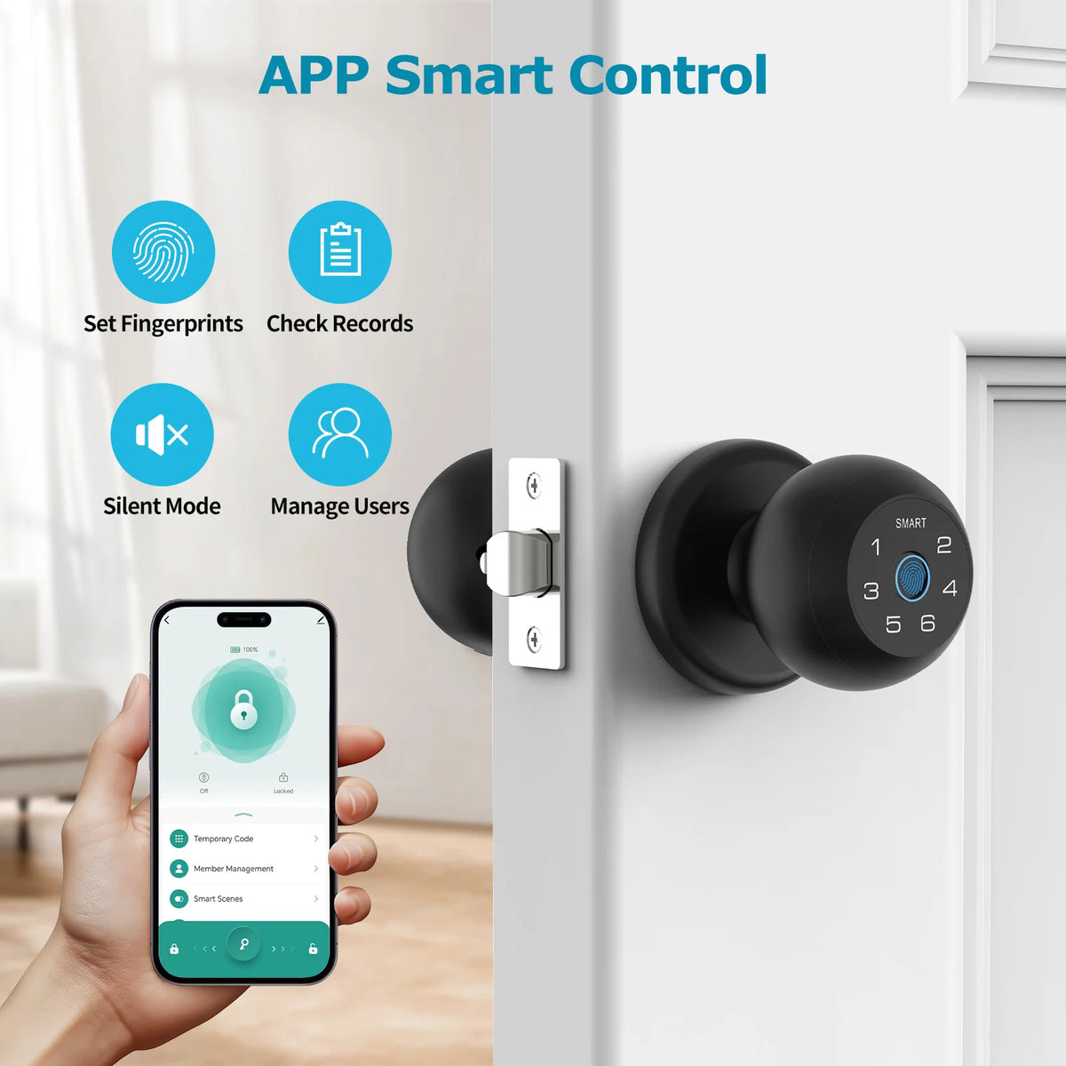 Viladepot Indoor Biometric Door Lock With Fingerprint And Bluetooth