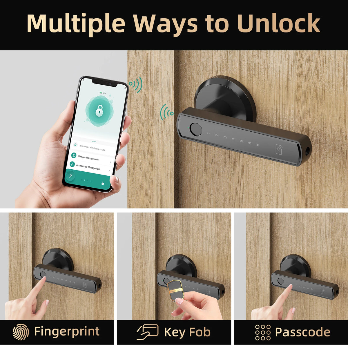 Viladepot Bluetooth Fingerprint Smart Door Lock With App And Keypad Access