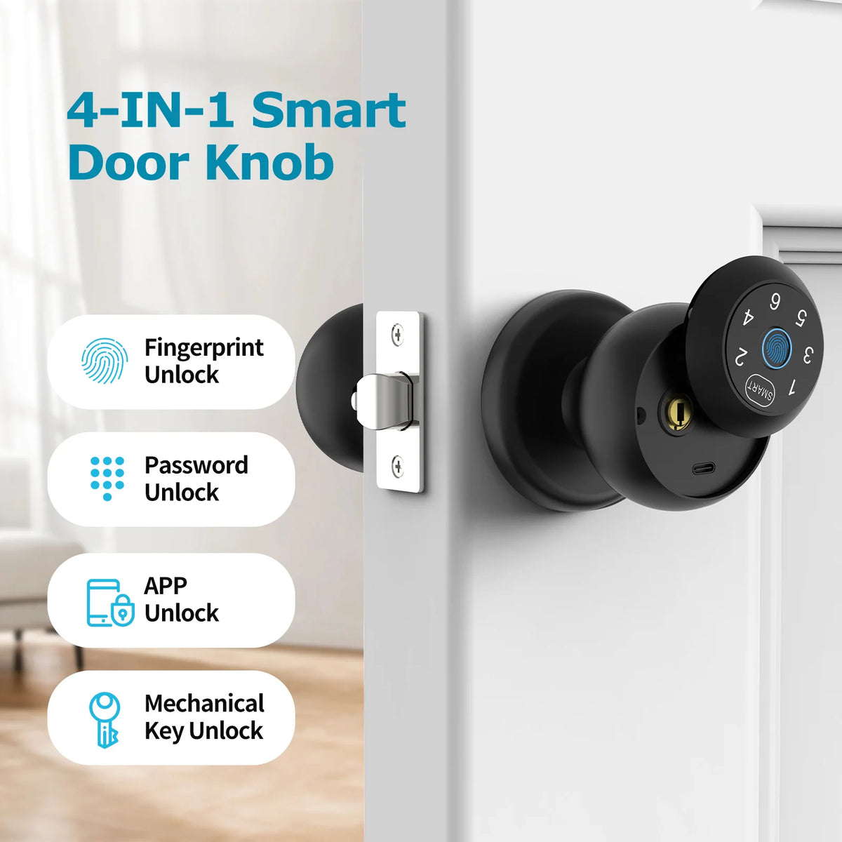 Viladepot Indoor Biometric Door Lock With Fingerprint And Bluetooth