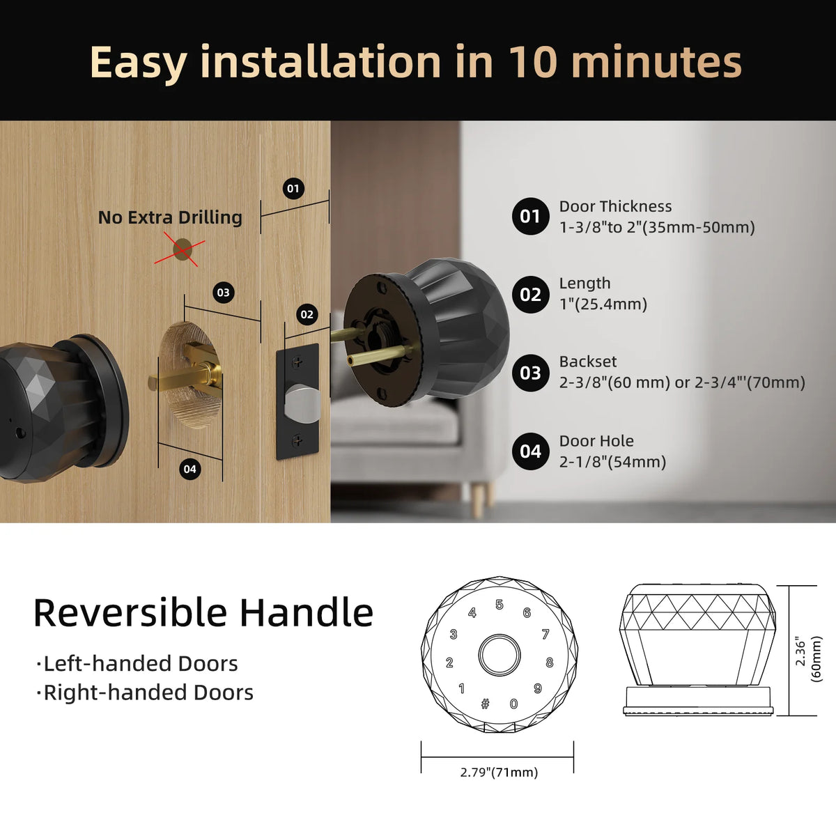 Viladepot Smart Fingerprint Door Lock With App And Passcode Access