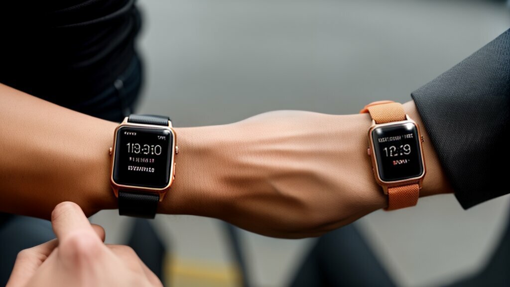 Smartwatch and fitness tracker on a wrist